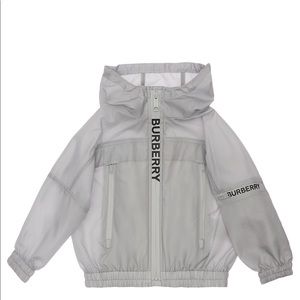 BNWT BURBERRY Telford Logo Tape Hooded Jacket In Grey